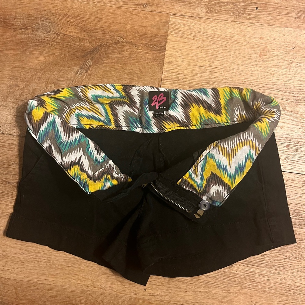bebe Black and Multicolor High Waist Women Shorts